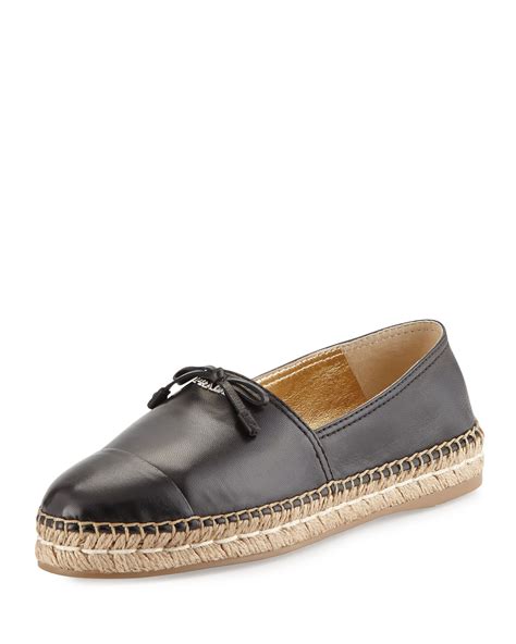 prada leather cap-toe flat espadrille|prada espadrilles.